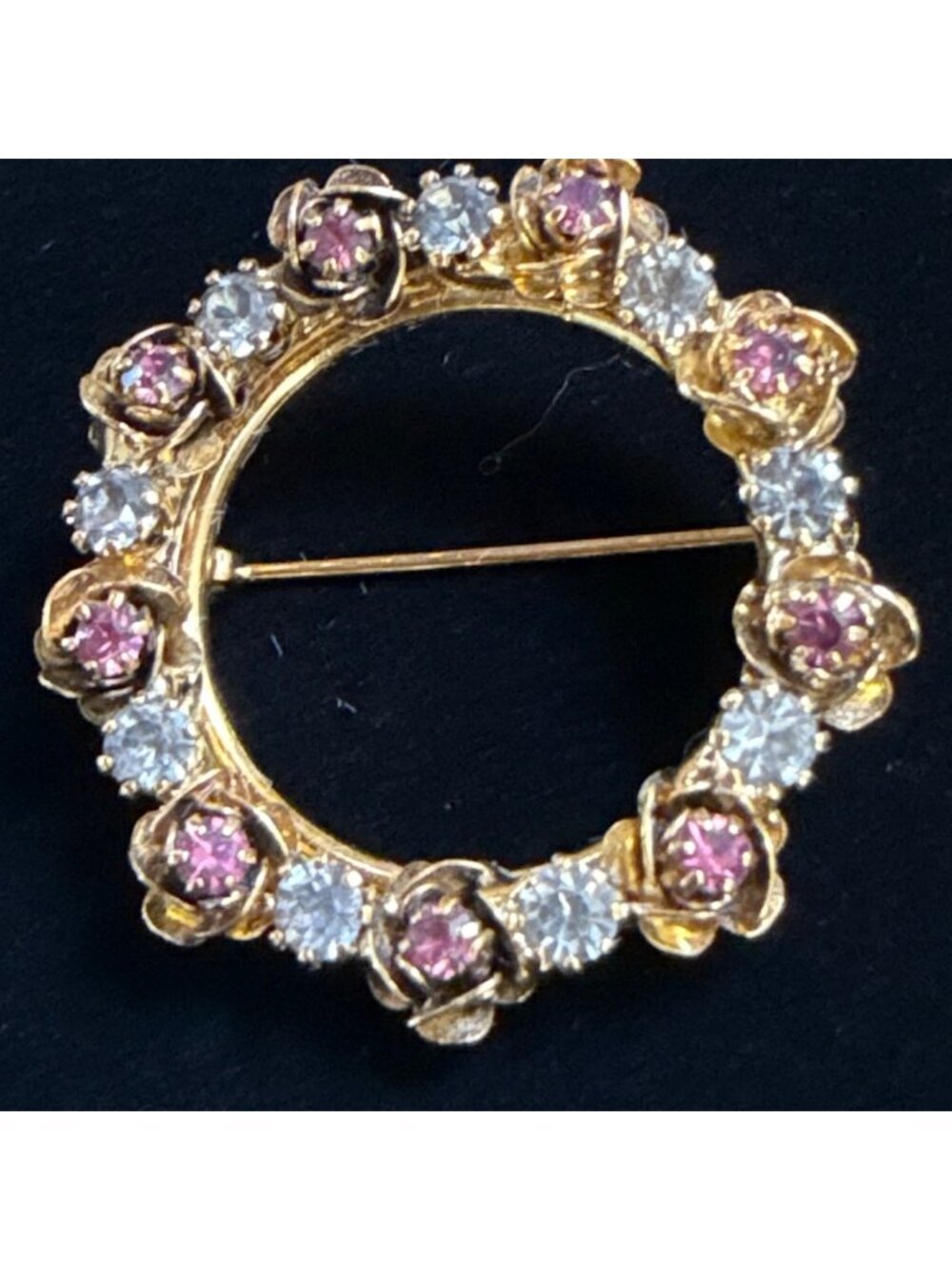 VTG Lord & Taylor Rhinestone Wreath Brooch Pin Original Box Mid Century Rosebud
